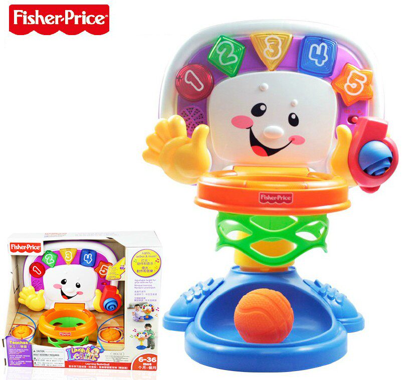 费雪宝宝趣味双语篮球架儿童篮球架可升降 篮球框投篮架玩具x6158