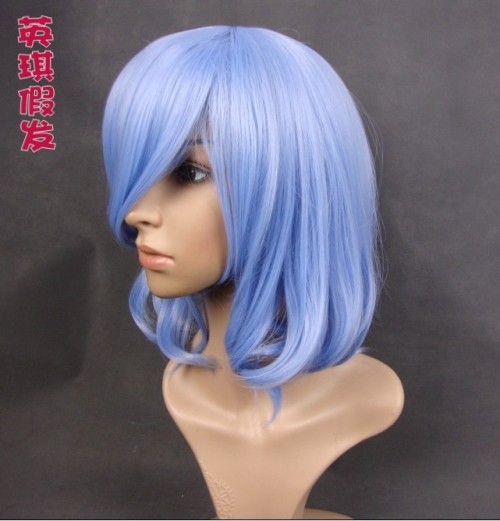 高温丝cosplay假发*冰蓝色动漫东方同人蕾米利亚原宿女士短发假毛
