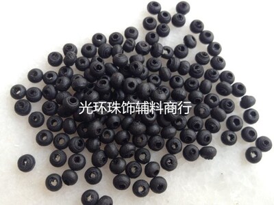 DIY木珠 4mm黑色木珠 算盘珠 扁圆形木珠 手工材料 服装鞋帽辅料