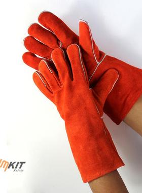 电焊手套威特仕锈橙色阻燃 烧焊 焊接手套 10-2101 牛二层皮
