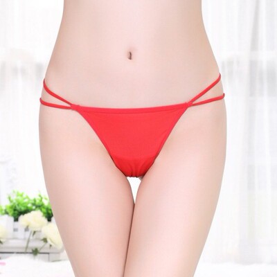 火辣冰丝超薄低腰镂空透明丁字裤