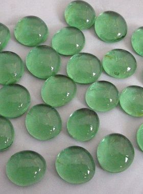 中号绿色玻璃扁珠1.7-2厘米玻璃石鱼缸内装饰水族箱造景7元105个