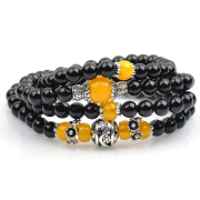 Myatou 108 retro Crystal bracelet natural black agate Bead Bracelet with multiple men and women pendant