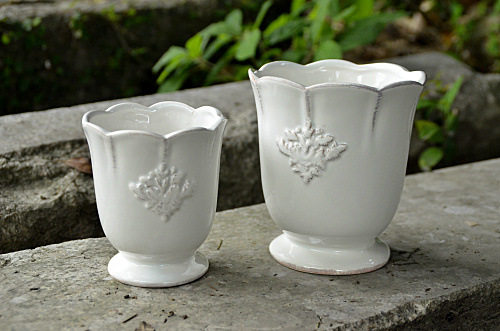 【多省包邮】陶瓷花盆 新款白色做旧欧式有底孔  多肉盆