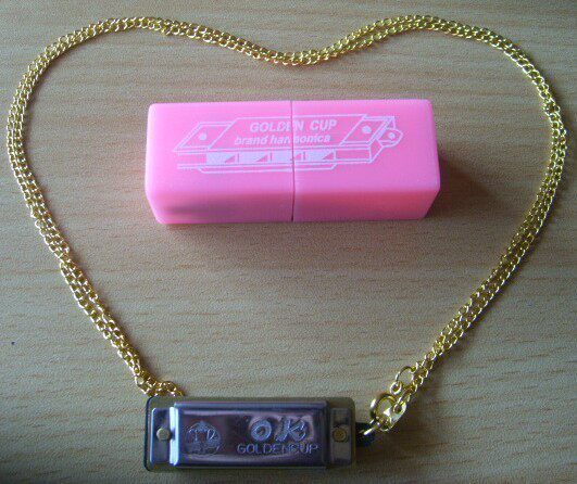 金杯迷你项链口琴 4孔8音 项链口琴 迷你小口琴 儿童节生日礼物