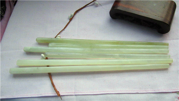 天然手工精品岫玉玉筷绿色筷子玉碗摆件居家送礼玉石佳品高贵健康