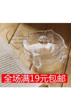 韩国风格粉饼盒 梳妆盒 散粉盒首饰盒 黑色金色透明色