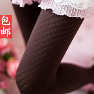 包邮春秋冬天显瘦斜条纹打底袜大连裤袜/打底袜