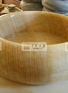 大理石材台上盆台盆石头盆洗脸盆洗手盆玉石盆米黄鼓型艺术面池