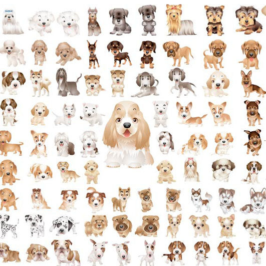 12多款可爱卡通宠物狗ai源文件小狗矢量图素材t恤图案印刷061