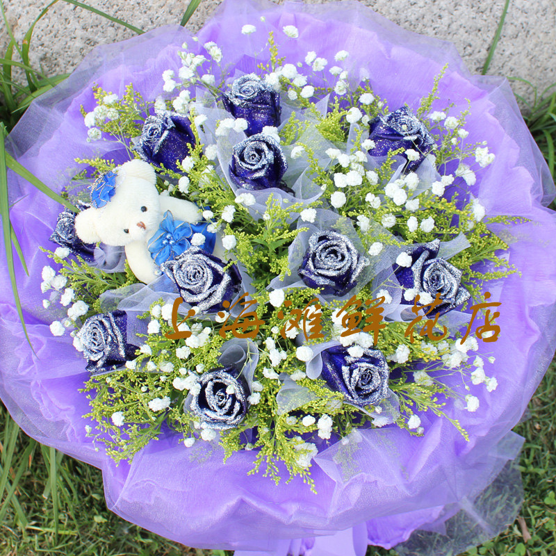 蓝玫瑰同城2小时上海鲜花速递