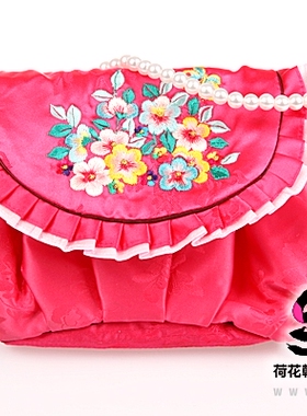 韩国进口儿童绣花包/玫粉色/H-P03468