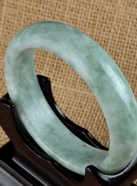 天然正品A货翡翠色旺夫真玉手镯女款贵州翠浅绿飘花玉镯子少女士