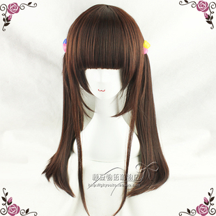 kyouko日常假发网红长发可爱修脸女直发圆脸中长发自然深棕色假发