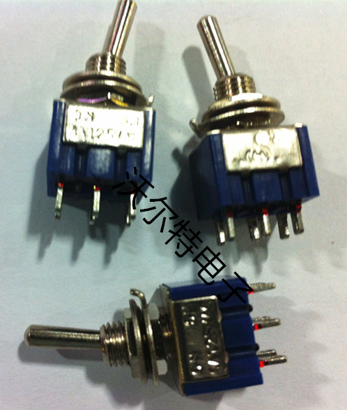 MTS-202扭子开关 拨动开关 6脚两档（双联）6A125V/3A250V浅蓝色