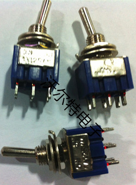 MTS-202扭子开关 拨动开关 6脚两档（双联）6A125V/3A250V浅蓝色