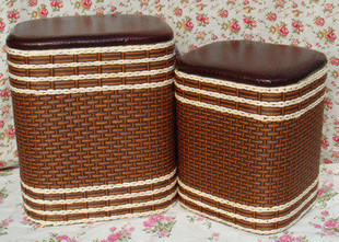 田园藤编收纳凳坐凳实木储物凳床尾凳换鞋凳坐箱小凳子穿鞋凳特价