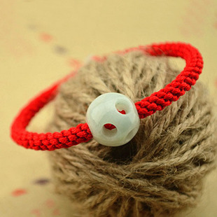 本命牛年天然A货翡翠路路通红绳手链玉米结平安转运缅甸玉珠男女