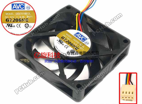 AVC 7015滚珠PWM四针风扇CPU风扇 7CM AMD智能温控DE07015B12L