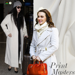 女神范乳白色双面羊毛呢面料秋冬服装大衣外套布料 时装布匹余单