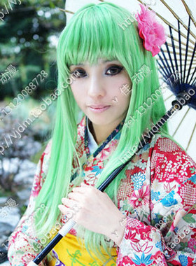 叛逆的鲁鲁修cc实拍原版 绿色100cm长发1米长直发cosplay假发假毛