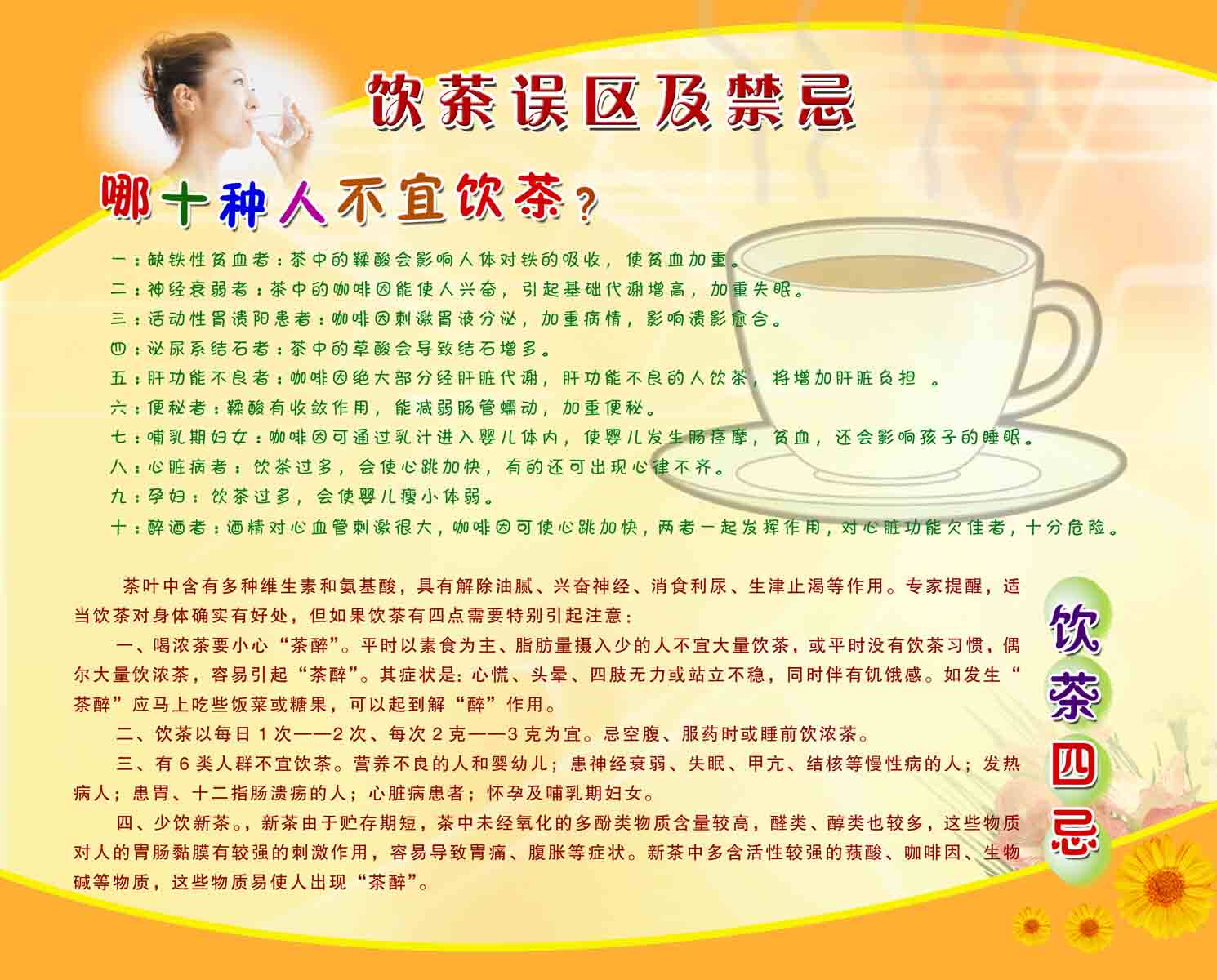 海报印制341海报展板1588饮茶的误区与禁忌 哪十种人不宜喝茶