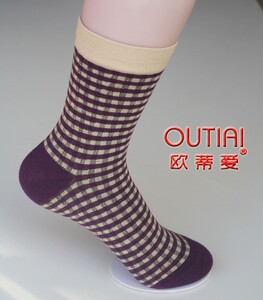 10双包邮欧蒂爱袜子 秋冬新品中厚女棉袜 日系格子时尚袜透气防臭