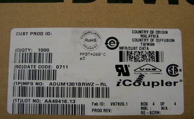 磁耦隔离芯片ADUM1301BRWZ,ADUM1301BRW,ADUM1301,全新现货