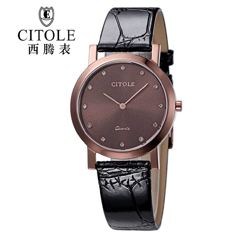 citole西腾正品男士手表超薄双针真皮表带女表情侣表防水手表对表