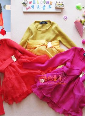 【秀色童年】T82033秋季新款毛衣摆纱毛衣裙女小中大童