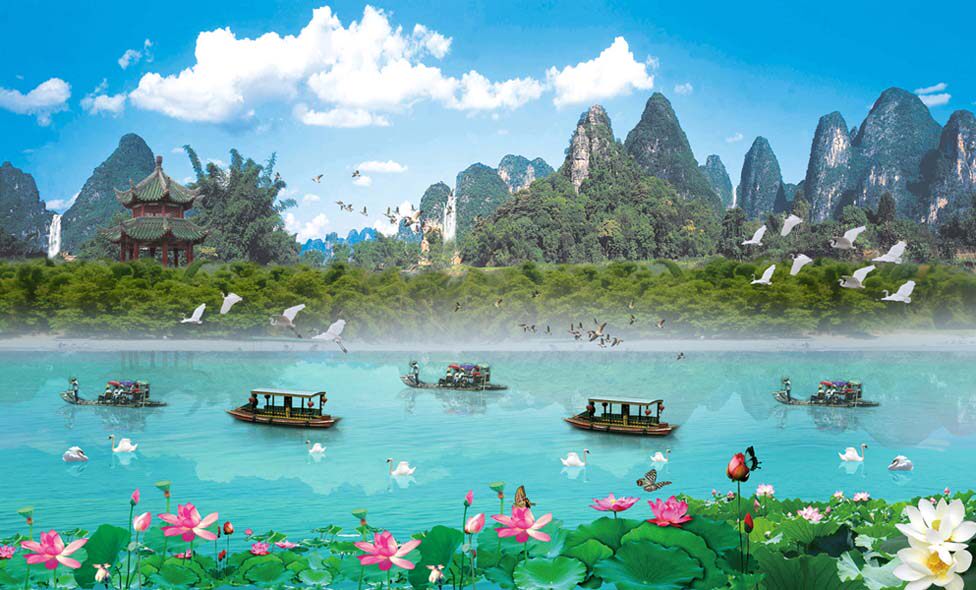 629海报印制海报展板素材679桂林山水中堂画 - 副本