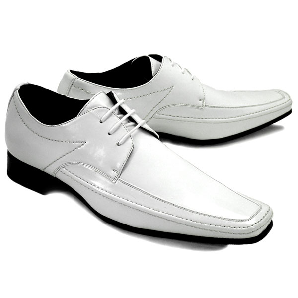 白色商务风方头系带男士皮鞋