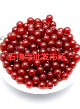 天然红玛瑙散珠散装红玛瑙圆珠AAA红玛瑙红水晶散珠子diy散粒