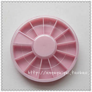 粉白色指甲饰品盒 饰品格 钻盒收纳盒 美甲用品工具径6cm圆盘钻盒