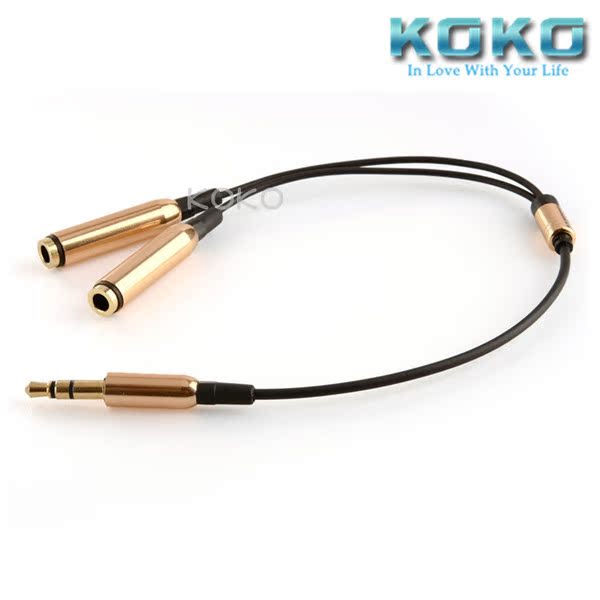 法国KOKO电脑手机耳机一分二音源线音频插头分配器分频线音质无损-封面