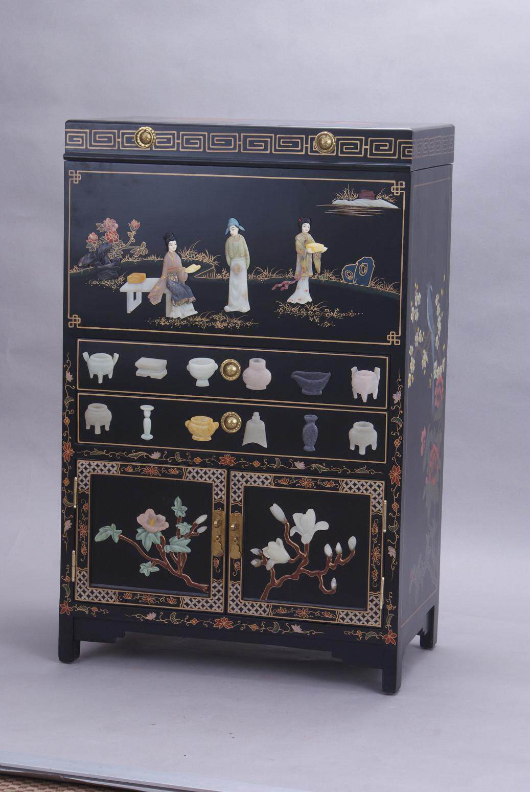 扬州漆器  *家具* 骨石镶嵌翻头柜 包邮