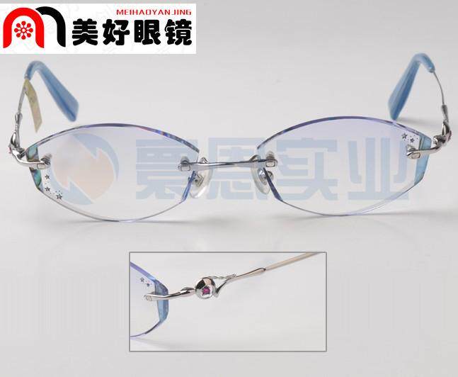 正品】YEIN韩国魅影无框切边镶钻近视眼镜NO.842 工艺镶贝壳眼镜