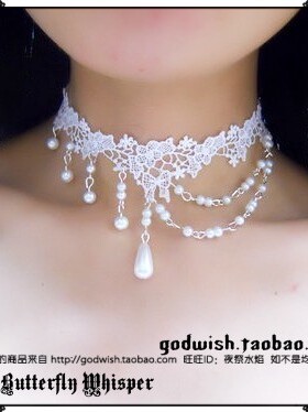 高贵风欧式镂空串珠婚礼蕾丝项链