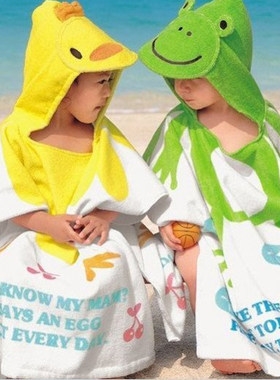 纯棉卡通儿童浴巾婴儿斗篷保暖