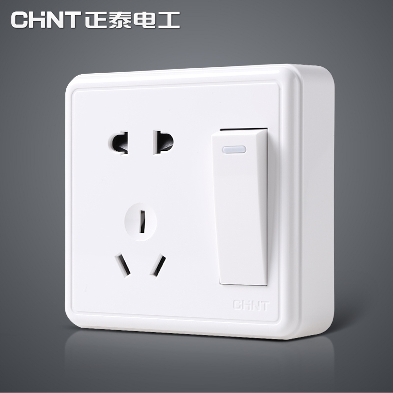 正泰電工明裝墻壁開關插座面板家用帶單控一開二三插86型五孔電源