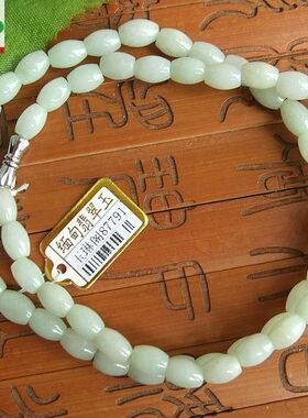 87794玉琳阁 实物拍图 缅甸天然A货翡翠淡绿米珠女款项链
