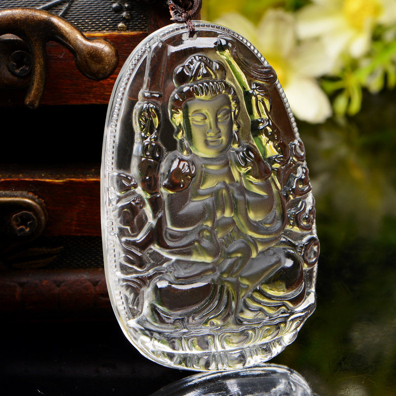 宝悟白水晶千手观音菩萨吊坠十二生肖鼠本命佛守护神吊坠