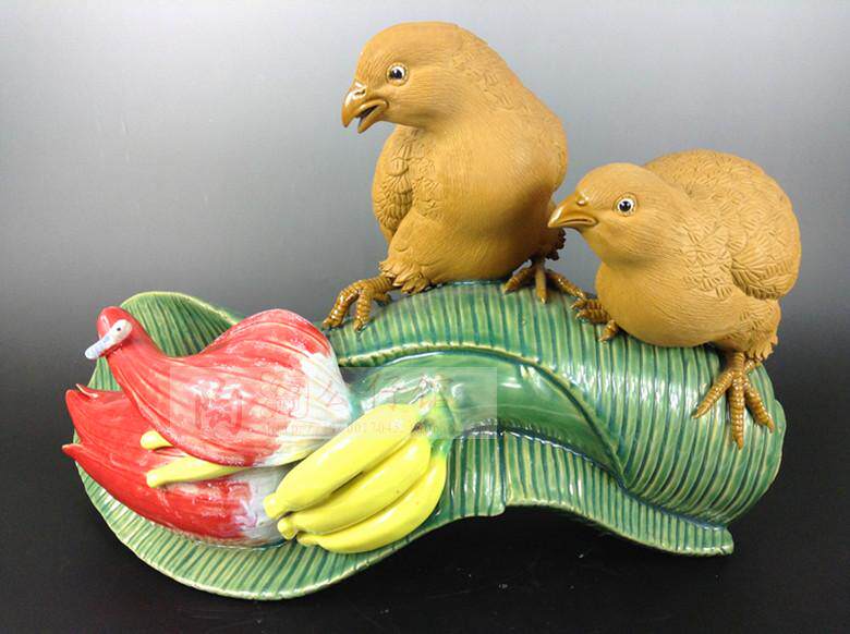 陶瓷工艺品石湾公仔家居装饰品礼品客厅酒柜招财摆件鹌鹑捉虫促销
