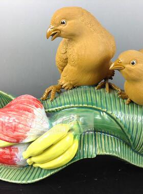 客厅酒柜招财摆件鹌鹑捉虫