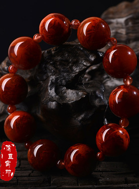 儒匪窝手串南红玛瑙手工大圆珠
