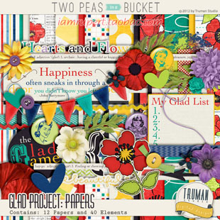 欧美PNG剪贴素材 撞色拼贴复古可爱手绘花朵彩旗标贴心 素材Y234