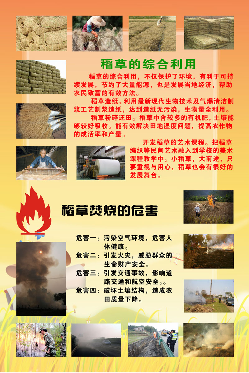 海报印制313危害海报展板素材16稻草的利用与焚烧危害