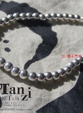 素手银缘4mm纯银S925银手链皇冠