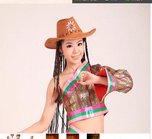 民族舞蹈服装配饰西部牛仔帽子康定情歌帽子少数演出服饰藏族红色