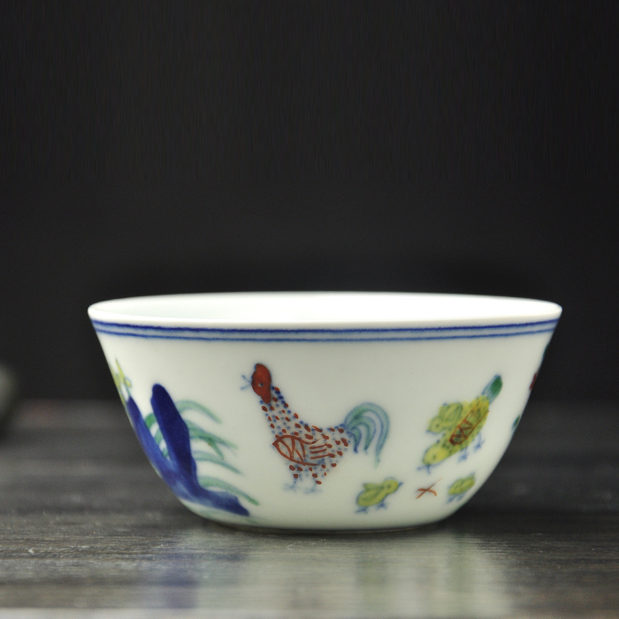 包邮!2.8亿明成化斗彩陶瓷鸡缸杯 景德镇手绘仿古茶杯 茶具